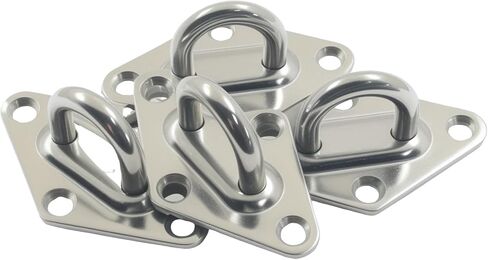 4Pcs Diamond Pad Eye Plate, 60mm x 36mm Heavy Duty Hanging Hardware Corrosion Resistant Pad Eye Plates, Marine Hardware Hook Loops for Marine Boat/Hammock/Swing in Saudi Arabia