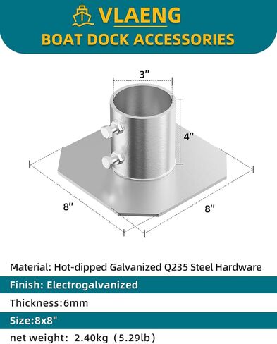 وسادة سفلية ثابتة مكونة من قطعتين، أجهزة لوحة قاعدة قاعدة قفص الاتهام الثابتة مقاس 8 بوصات × 8 بوصات، أجهزة دعامات قفص الاتهام العائمة لساق عمود أنبوب القدم، ودعم وإمساك الأرصفة ومنع الغرق في الطين in Kuwait