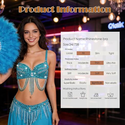 Rhinestone Bra for Women Sequin Mermaid Bra Belly Dance Beaded Sparkly Top for Rave Cabaret Party Club in Saudi Arabia
