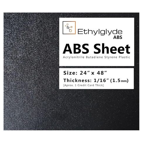 لوح بلاستيك ABS أسود. DIY وهواية البلاستيك. جانب واحد محكم وجانب ناعم غير لامع. سهل القطع والتشكيل الحراري والعفن بالحرارة. القطع الاسمي +(-) 1/8". صنع في الولايات المتحدة الأمريكية. 24 بوصة × 48 بوصة (سُمك 1/16 بوصة) in Saudi Arabia