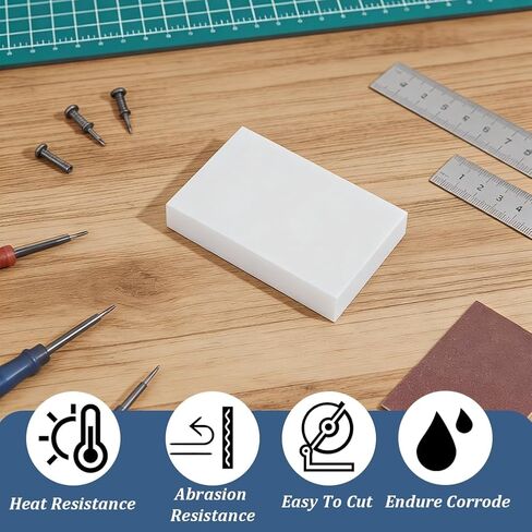 3 قطع من مكعبات بلاستيكية HDPE بيضاء من AHANDMAKER كتلة بلاستيكية صلبة عالية الكثافة من أجل تصنيع الآلات اليدوية لتحسين أرضية المنزل، والنماذج الأولية، والمشروعات اليدوية، والهندسة، 4.5 × 3 × 4/5 بوصة in Saudi Arabia
