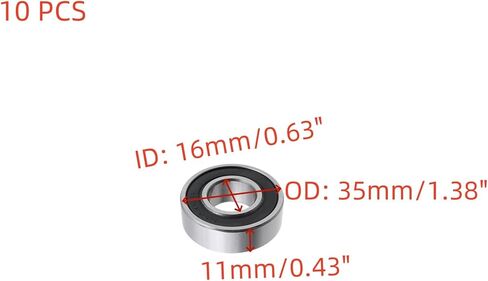 T Tulead 99502H-2RS Deep Groove Ball Bearings Steel Double Sealed Industrial Bearings 35x16x11mm Rubber Seal Bearing 10 Pcs in Saudi Arabia