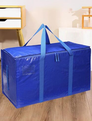 1-Pack Extra Heavy Duty Storage Bags - Large Moving Bags with Strong Zipper & Comfortable Handles,Durable Clothes Totes for College Supplies,Travel,Seasonal Storage,Blue. in Saudi Arabia