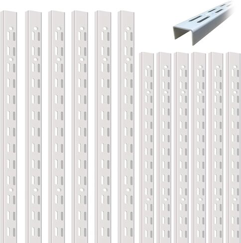 12‑Pack Dual‑Track Wall Shelf Rails – 47.5 in / 120 cm Heavy‑Duty Upright Standards for Adjustable Shelving in Pantries, Closets, Garages (White) in Saudi Arabia