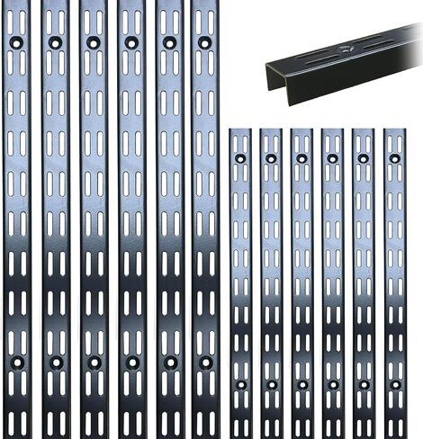 12‑Pack Dual‑Track Wall Shelf Rails – 47.5 in / 120 cm Heavy‑Duty Upright Standards for Adjustable Shelving in Pantries, Closets, Garages (White) in Saudi Arabia