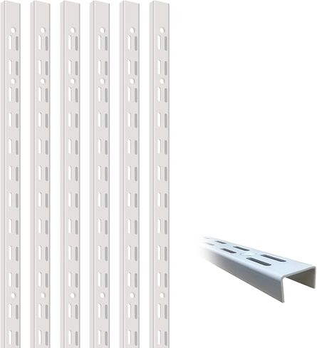 12‑Pack Dual‑Track Wall Shelf Rails – 47.5 in / 120 cm Heavy‑Duty Upright Standards for Adjustable Shelving in Pantries, Closets, Garages (White) in Saudi Arabia