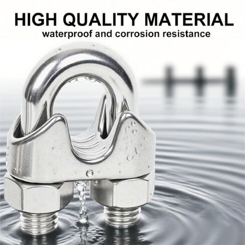 30 Pcs 1/4 Inch M6 Stainless Steel Wire Rope Clip Clamp, 10 for Each of The 3 Styles - Wire Rope Cable Clamp & Crimped Ring Sleeve & Thimble for 1/8"-1/4" Diameter Rigging Tent Rope Guardrail System in Kuwait