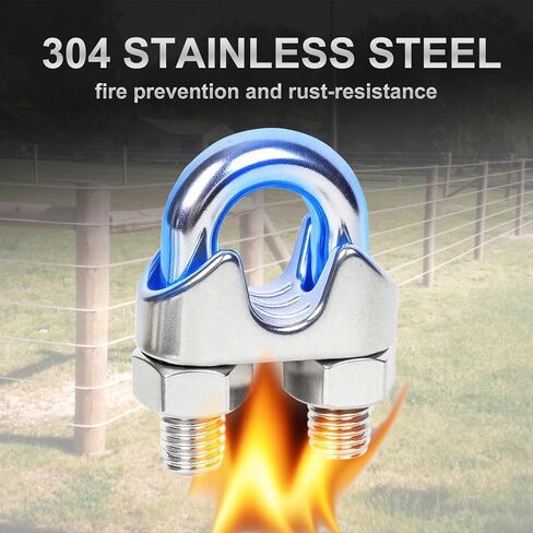 30 Pcs 1/4 Inch M6 Stainless Steel Wire Rope Clip Clamp, 10 for Each of The 3 Styles - Wire Rope Cable Clamp & Crimped Ring Sleeve & Thimble for 1/8"-1/4" Diameter Rigging Tent Rope Guardrail System in Kuwait