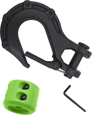 3/8" Winch Hook with Cable Stopper - Grade 70 Safety Steel Max 37478 LBS Winch Cable Hook Stopper Set for Winch Rope,UTV,ATV,Off-Road (Grey) in Saudi Arabia