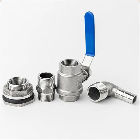 1PCS 6 10 12 mm Hose Barb 1/2" 3/4" 1" 304 Stainless Steel Bulkhead Ball Valve Switch Water Tank Beer keg RO(1/2",Elbow 90 Degree_6MM Barb) in Kuwait
