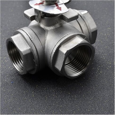 1PCS 304 Stainless Steel 1/4 3/8 1/2 3/4 1" Female Full Port T/L Port 3 Way Ball Valve Connector Adapter(1",L-Type) in Kuwait