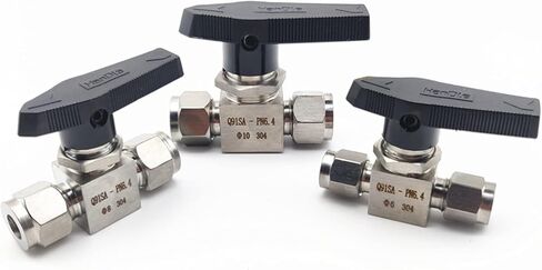 Stainless Steel Double Ferrule Ball Valve 6mm 8mm 10mm 1/8" 1/4" 3/8" Straight-Through Switching Valve(304,8MM) in Kuwait