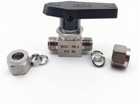 Stainless Steel Double Ferrule Ball Valve 6mm 8mm 10mm 1/8" 1/4" 3/8" Straight-Through Switching Valve(304,8MM) in Kuwait