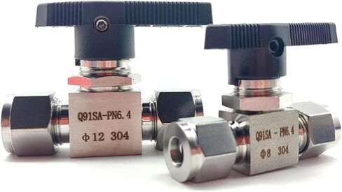 Stainless Steel Double Ferrule Ball Valve 6mm 8mm 10mm 1/8" 1/4" 3/8" Straight-Through Switching Valve(304,8MM) in Kuwait