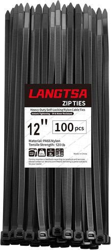 Plastic Ties 12Inch 100pcs,Secure and Dependable Nylon Zip Ties Heavy-Duty 120lb High-Strength Industrial Product,Perfect for Home DIY, Workshop Projects, and Travel Essentials white byLANGTSA in Kuwait