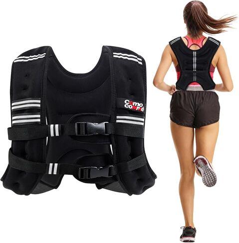 Weighted Vest, 5lb/10lb/12lb/15lb Weight Vest with Reflective Stripe for Women, Men, Rucking Vest for Walking Strength Training Running, Workout, Jogging in Saudi Arabia