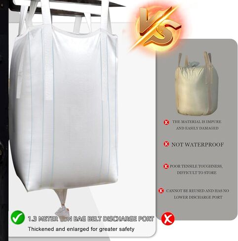 10-Pack Transparent Polypropylene FIBC Bulk Bags, 35.4"L x 35.4"W x 50"H, 3300lbs/45CF, SWL, Duffle Top, Spout Bottom in Saudi Arabia