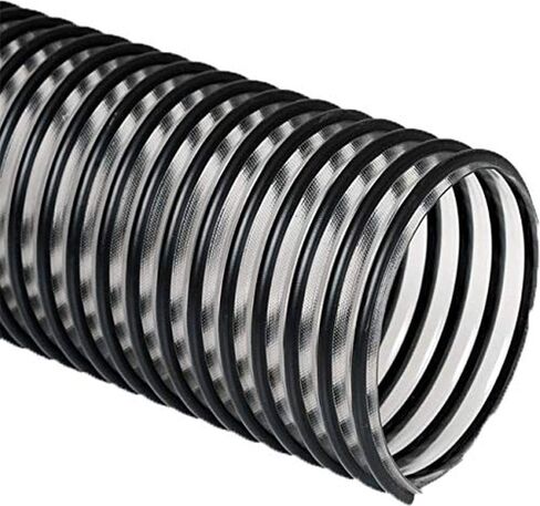 Flexaust Flex-Tube PV-8x12 Plastic 8" Medium Weight Co-Extruded PVC Hose, 12' Length, Clear and Black in Kuwait