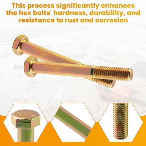 1/2-13 × 4 براغي سداسية ذات غطاء سداسي كبير من الدرجة 8، مسامير سداسية فولاذية للبناء، تحسين المنزل - 10 قطع in Kuwait