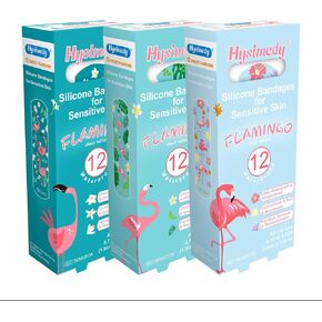 ضمادات لاصقة من السيليكون للأطفال من Hysimedy للبشرة الحساسة مقاومة للماء وغير سامة وخالية من اللاتكس ومضادة للحساسية، ضمادات صغيرة للفتيات والأولاد الصغار والجروح والخدوش بنمط الفلامنغو 36 قيراط 3/4 بوصة × 3 بوصة in Kuwait