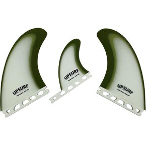 UP SURF Surfboard fin Twin fin Set/Keel Fin T1(2+1) fin Set Black/Grern Color High-Performance Solid Fiberglass fin Compatible Single tab (Future) fin Box. in Kuwait