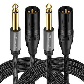 DREMAKE 2 حزمة XLR 3-Pin ذكر إلى TS 1/4 بوصة كابل صوت 20 قدم - غير متوازن 6.35 مم ربع بوصة إلى XLR ربط سلك التوصيل للميكروفونات ومكبرات الصوت التي تعمل بالطاقة ومكبرات الصوت ووحدات التحكم الصوتية في الاستوديو in Kuwait