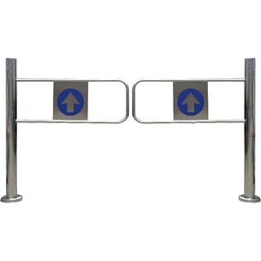 بوابة أمان من الفولاذ المقاوم للصدأ لمحلات السوبر ماركت والملاعب، حاجز إغلاق تلقائي، بوابة دخول متينة بلمسة نهائية فضية (100 × 97 سم) in Kuwait