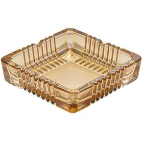 Glass Ashtray Cigarette Ash Holder Ash Tray for Patio Desktop Office Smokers Indoor or Outdoor Tabletop Home Office Décor (Amber, Medium) in Kuwait