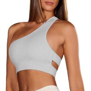 One Shoulder Sports Bra for Women, Sleeveless One Strap Sexy Workout Yoga Bra, Summer Crop Tops in Kuwait