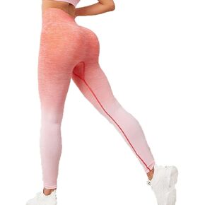 Peach Gradient Workout Yoga set-High Waist Hip Lift Running Gym Leggings-Seamless Detachable Sponge Bra in Kuwait