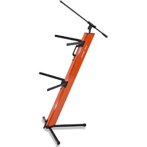 حامل لوحة مفاتيح DJ من Fat Toad Column بطبقتين مع محول ذراع ميكروفون (سلسلة SlidingTower) - حامل للقرص الدوار الرقمي، معدات الصوت، مركب الاستوديو - منصة تثبيت البيانو الإلكترونية المزدوجة in Kuwait