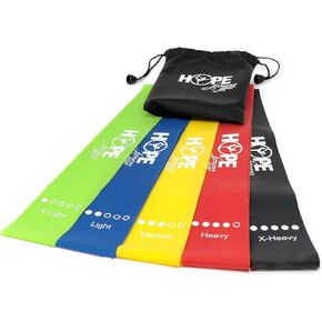 Hope Fitness Gear Mini Resistance Bands Set, 5 Booty & Loop Bands for Glutes, Legs & Full-Body Workouts, Includes Carry Bag and Exercise Guide, Heavy-Duty and Portable for Home in Saudi Arabia