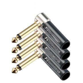 2 قطعة 6.35 مللي متر 2 القطب أحادية ذكر التوصيل الزاوية اليمنى سلك موصل جاك 6.35 مللي متر التوصيل ميكروفون موصل in Kuwait