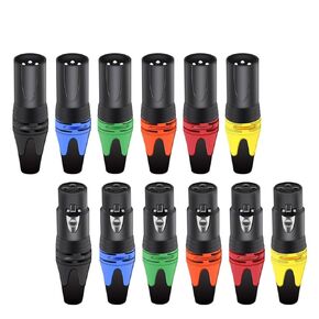 10 مجموعات 10 قطعة 3 دبوس XLR أنثى جاك + 10 قطعة قابس ذكر احترافي 3 أقطاب مقبس XLR موصل ميكروفون (10xM 10xF-Blue-B) in Kuwait