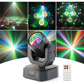 Mini Stage Lights Moving Head Light, 30W LED Beam Light with Magic Ball Beam & Pattern Effect, DMX512/Remote/Sound-Activated DJ Moving Lights for Party Birthday Festival Home, 1 Pack in Saudi Arabia
