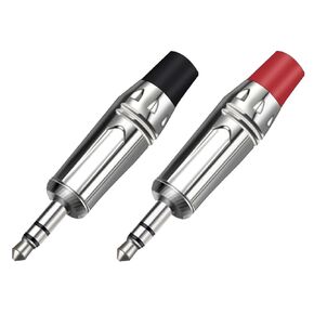 100 قطعة فضية 3.5 مم 3 أقطاب ستيريو ذكر التوصيل سلك لحام موصل نيكل 3 دبوس 3.5 مم التوصيل سماعة أذن DIY جاك (50 × أسود 50 × أحمر) in Kuwait