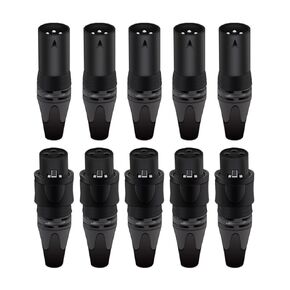 5 مجموعات في الهواء الطلق XLR 3Pin الذكور والإناث الصوت هيئة التصنيع العسكري موصل لوحة التركيب أسود/فضي قذيفة (5xM 5xF-Blue-B) in Kuwait