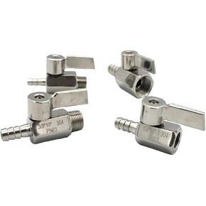 304 Stainless Steel 1/8 1/4 3/8 1/2" 9/10/12mm Hose Barb Mini Sanitary Ball Valve Homemade Pipe Fittings with Stainless Steel Handle(1/8",Female_9MM Barb) in Kuwait
