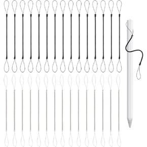 مجموعة حبل مرن مكون من 30 قطعة، ملحق حامل قلم الحافظة وحبل القلم للكمبيوتر اللوحي أو لوحة الكتابة، سلسلة سلك ملف القلم من مادة البولي يوريثان، بطول 9.8 بوصة يمتد إلى 35.4 بوصة، أسود وشفاف in Kuwait