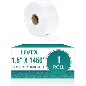 Levex - 1.5" Inches X 1450' Feet Lay Flat Poly Tubing Roll - 3-Mil Food Grade Polyethlene, Custom Poly Bag Packaging Solution for Packing, Moving & Storage, 1 Roll in Kuwait