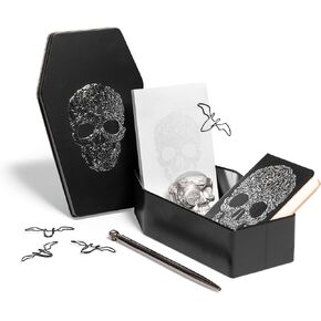 Gothic Stationery Gift Set – Journal Notebook, Sticky Notes, Bat Paper Clips & Skull Magnet – Dark Aesthetic Writing Journal for Office, School, Halloween & Gifts in Saudi Arabia
