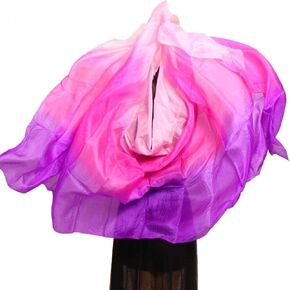 Silk Belly Dance Fan, Silk Belly Dance Veil Silk Scarf Gradual Colors Streamer Belly Dance Veils Colorful Silk Flag Dance for Practice(Style2) in Saudi Arabia