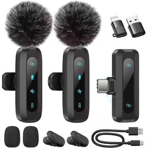 ميكروفون لافالير لاسلكي لهواتف iPhone - ميكروفون صغير يعمل بنظام Android وأجهزة الكمبيوتر المحمول مع تقليل الضوضاء، والاقتران التلقائي وكتم الصوت وعكس تسجيل الفيديو والمقابلات والمؤتمرات ومدونة الفيديو (عبوتان) in Kuwait