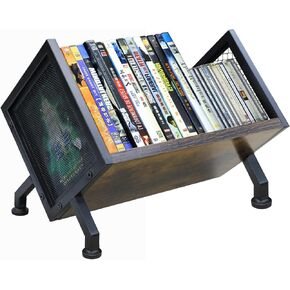 رف تخزين DVD وCD، رف تخزين Blu ray يحمل ما يصل إلى 28 حافظة DVD، حامل وسائط خشبي يستخدم أيضًا للأقراص المضغوطة وألعاب الفيديو وتخزين Vhs Taps ومنظم سطح المكتب ذو الطراز القديم in Kuwait