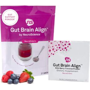 مسحوق محاذاة الأمعاء من العلوم العصبية - مسحوق إل-جلوتامين لدعم صحة الأمعاء والإجهاد - الجلوتامين، غابا، الزعفران، دي جي إل، الألوة ويوريدين (21 كيسًا) in Kuwait
