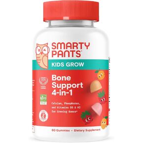 SmartyPants Kids Bone Support 4 في 1 علكات مع الكالسيوم وفيتامين D3 وK2 والفوسفور لنمو العظام والمانجو والفراولة، عدد 60 (كمية تكفي لمدة 30 يومًا) in Kuwait
