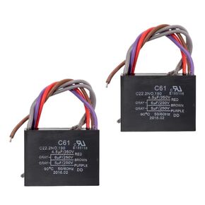 2 قطعة مكثف مروحة السقف C61/CBB61 E185116 4.5 فائق التوهج + 6 فائق التوهج + 5 فائق التوهج 300/350 فولت + 250 فولت + 250 فولت تيار متردد 50/60 هرتز 5 أسلاك قطع غيار الأدوات المنزلية استبدال in Kuwait