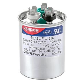 40/5uF 40/5MFD AC Capacitor CBB65B 40 5 uF MFD 40+5uF 370V/440V Round Dual Run Start A/C Capacitors ±6% for Air Conditioner in Kuwait