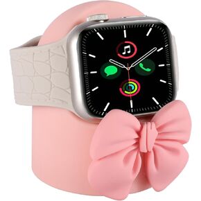 Charger Stand for Apple Watch, Pink Bowknot Charger Stand Holder Compatible with Apple Watch Series Ultra/SE/10/9/8/7/6/5/4/3/2/1 (49/45/44/41/40mm), Silicone Desktop iWatch Charging Dock Organizer in Kuwait