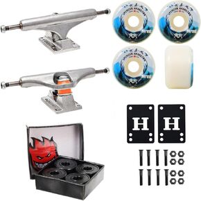 Independent Skateboard Trucks 149 (8.5") with Satori 54mm Hamilton Canada Conical 101A Wheels and Spitfire Bearings, 1" Hardware, and 1/8" Risers - Premium Grade Skateboard Parts in Saudi Arabia